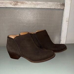 Women’s Dark Brown Suede Low Heel Ankle Boots